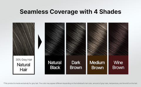 SeedBee - Hair Water Coloring for full gray coverage, 4 Colors (Medium Brown, Dark Brown, Natural Black, Wine Brown)